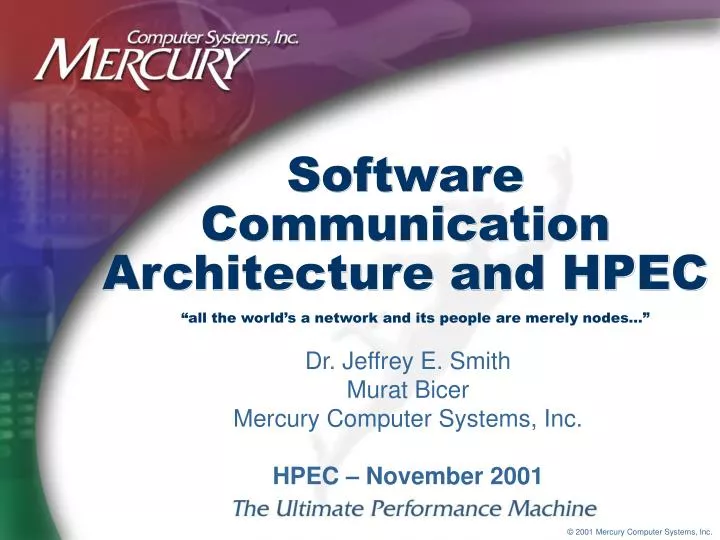 software communication architecture and hpec