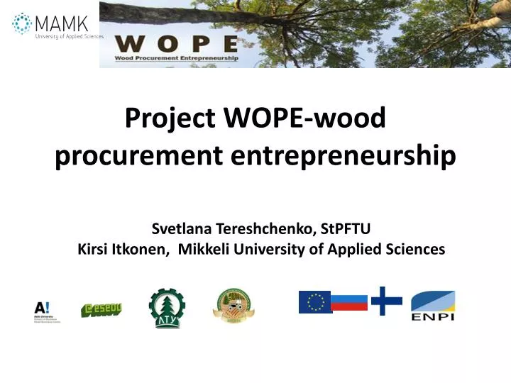project wope wood procurement entrepreneurship