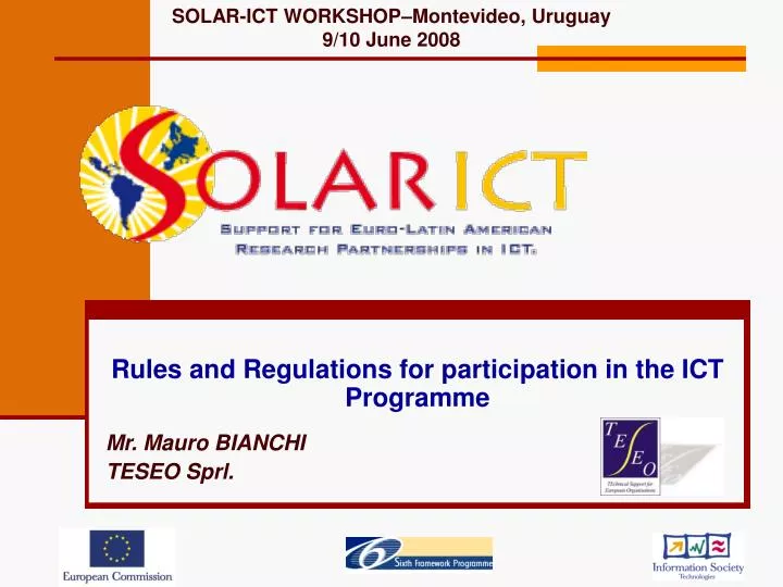 rules and regulations for participation in the ict programme mr mauro bianchi teseo sprl