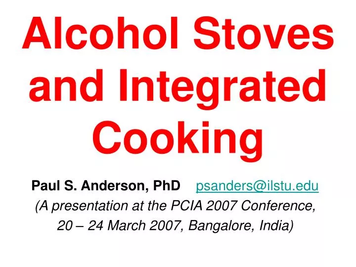 alcohol stoves and integrated cooking