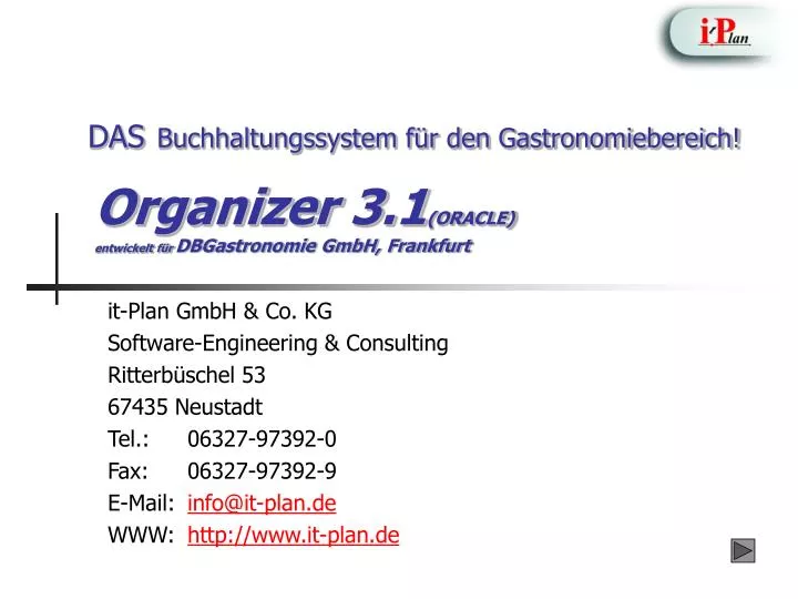 organizer 3 1 oracle entwickelt f r dbgastronomie gmbh frankfurt