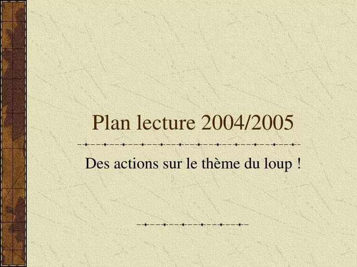 plan lecture 2004 2005