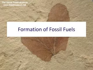 Formation of Fossil Fuels