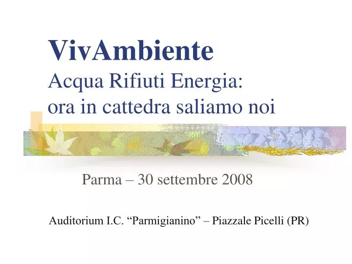 vivambiente acqua rifiuti energia ora in cattedra saliamo noi