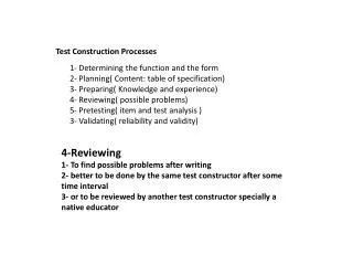 Test Construction Processes