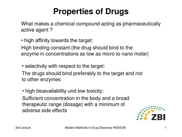 properties of drugs
