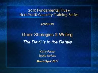 2010 Fundamental Five+ Non-Profit Capacity Training Series
