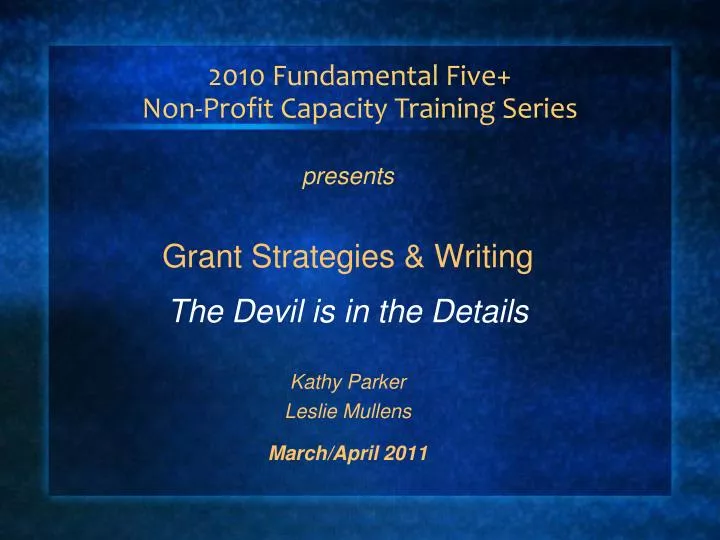 2010 fundamental five non profit capacity training series