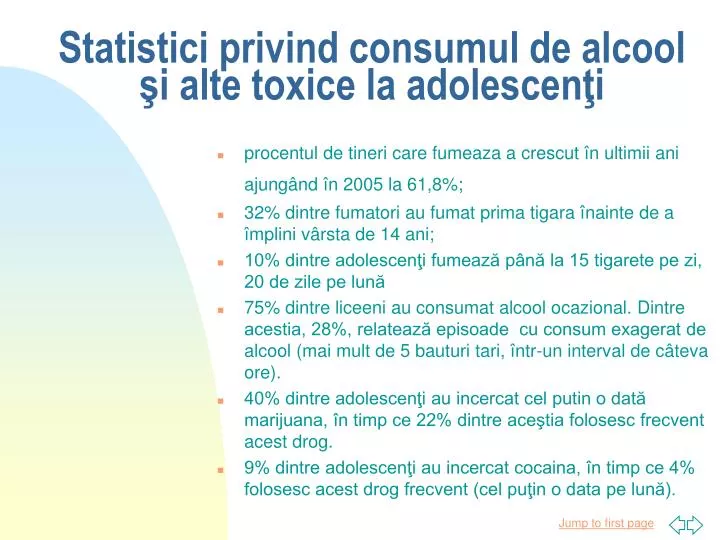 statistici privind consumul de alcool i alte toxice la adolescen i
