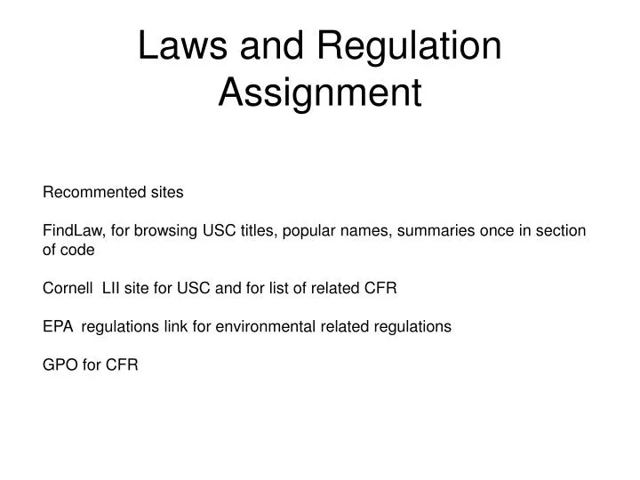laws and regulation assignment