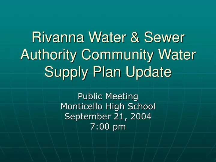 rivanna water sewer authority community water supply plan update