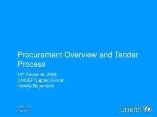 Procurement Overview and Tender Process