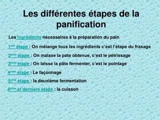 les diff rentes tapes de la panification