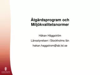 tg rdsprogram och milj kvalitetsnormer