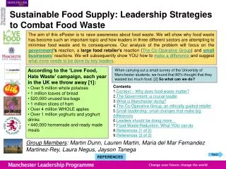 Sustainable Food Supply: Leadership Strategies to Combat Food Waste
