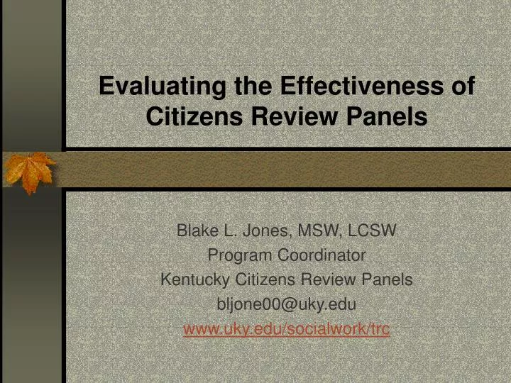 evaluating the effectiveness of citizens review panels