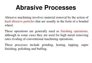 Abrasive Processes