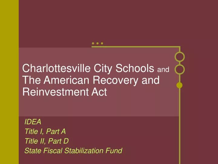 charlottesville city schools and the american recovery and reinvestment act