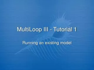 MultiLoop III - Tutorial 1