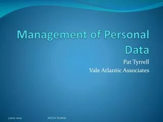 Management of Personal Data