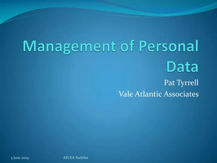 management of personal data