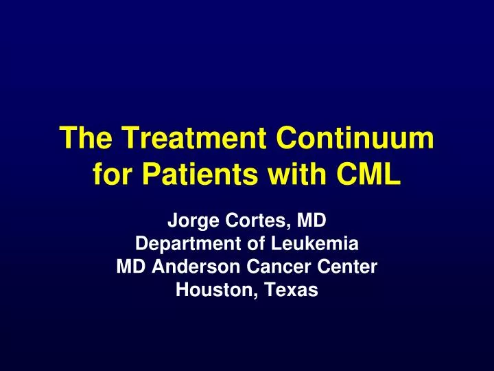 the treatment continuum for patients with cml