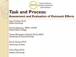 Task and Process: Assessment and Evaluation of Outreach Efforts