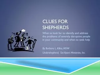 Clues for Shepherds