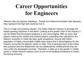 Career Opportunities for Engineers