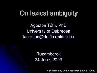 On lexical ambiguity