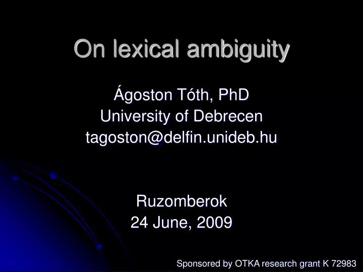 on lexical ambiguity