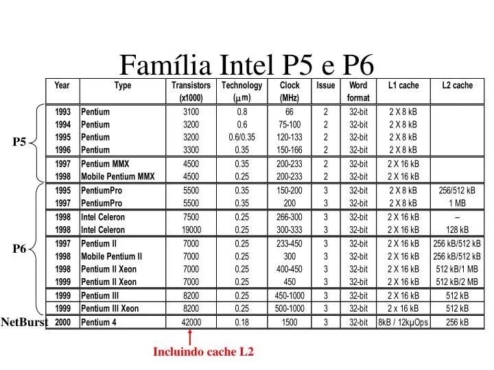 fam lia intel p5 e p6