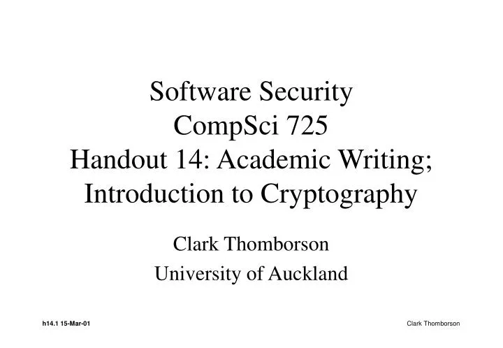 software security compsci 725 handout 14 academic writing introduction to cryptography