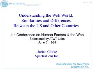 Understanding the Web World: Similarities and Differences Between the US and Other Countries