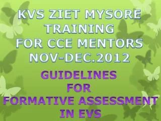 GUIDELINES FOR FORMATIVE ASSESSMENT IN EVS