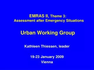 EMRAS II, Theme 3: Assessment after Emergency Situations Urban Working Group