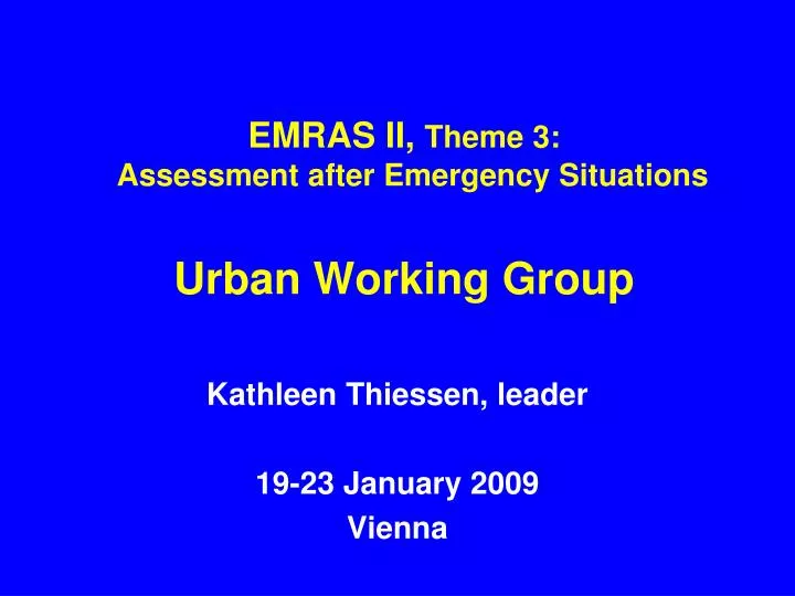 emras ii theme 3 assessment after emergency situations urban working group