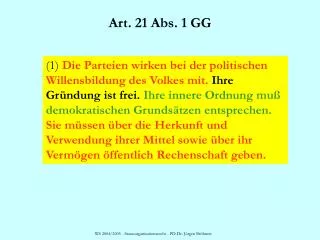art 21 abs 1 gg