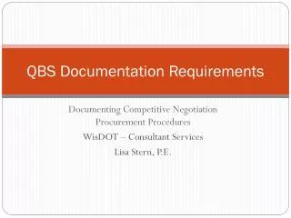 QBS Documentation Requirements