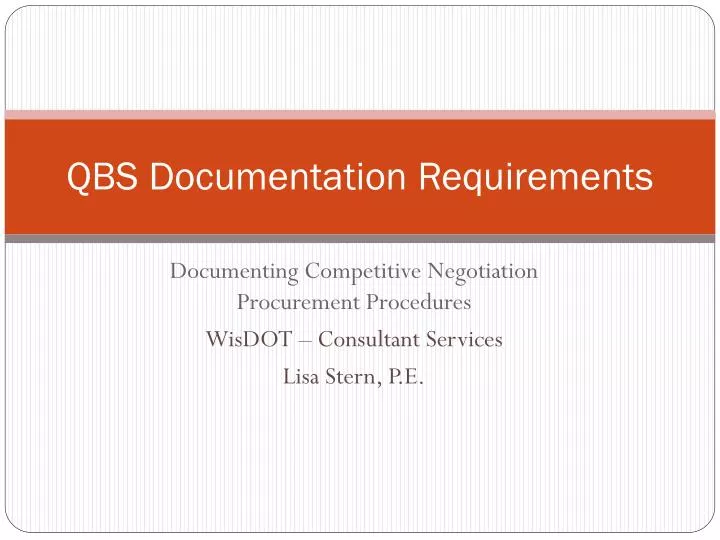 qbs documentation requirements