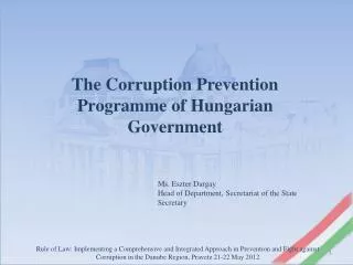 The Corruption Prevention Programme of Hungarian Government