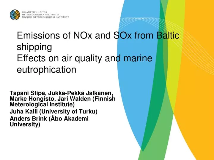 emissions of nox and sox from baltic shipping effects on air quality and marine eutrophication
