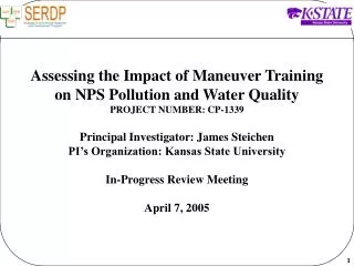 Assessing the Impact of Maneuver Training on NPS Pollution and Water Quality