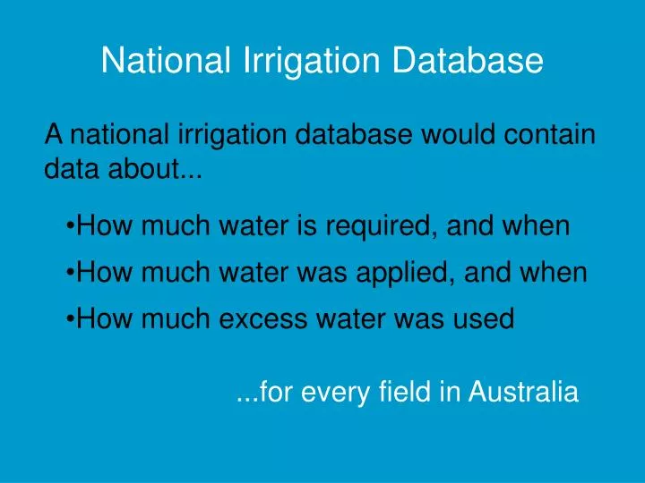 national irrigation database