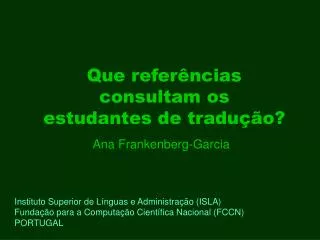 que refer ncias consultam os estudantes de tradu o