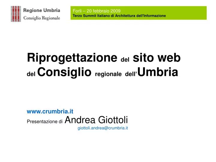 riprogettazione del sito web del consiglio regionale dell umbria www crumbria it