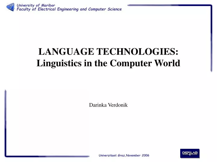 language technologies linguistics in the computer world