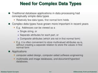 Need for Complex Data Types