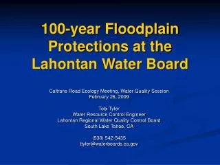 100-year Floodplain Protections at the Lahontan Water Board