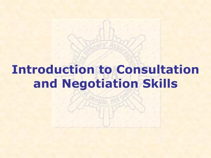introduction to consultation and negotiation skills